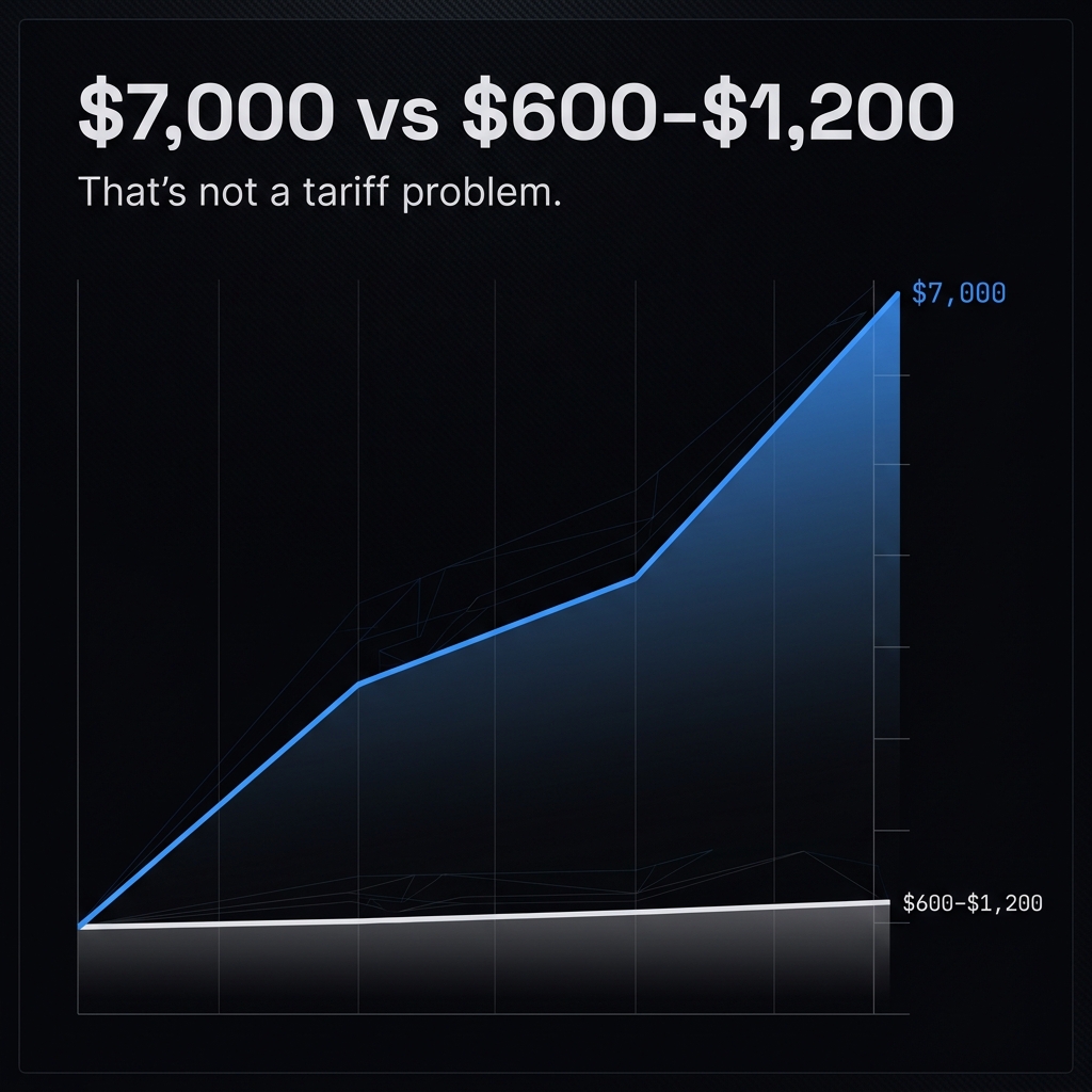 $7,000 vs $600–$1,200 — That's not a tariff problem.